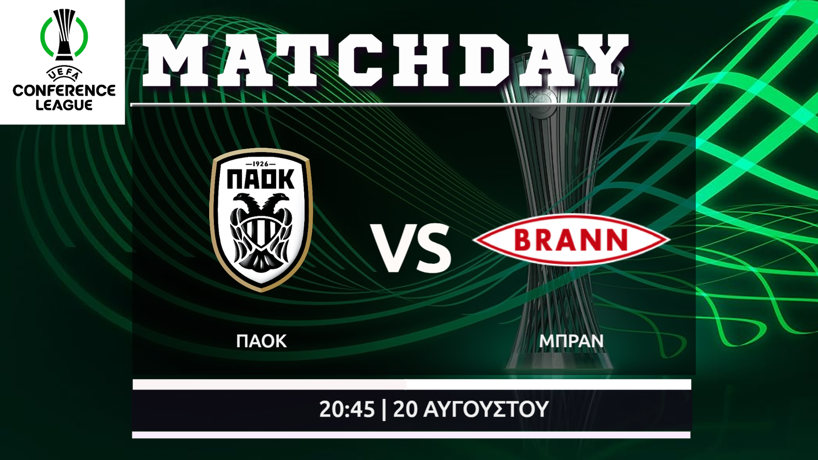 Conference League Play-offs: ΠΑΟΚ – Μπραν